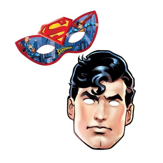 Superman Temalı Doğum Günü Temalı Kağıt Maske - 6 Adet