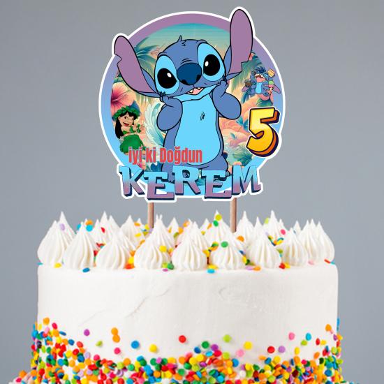 Kişiye Özel Stitch Konseptli Pasta Süsü Seti