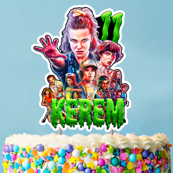 Kişiye Özel Stranger Things Konseptli Pasta Süsü 