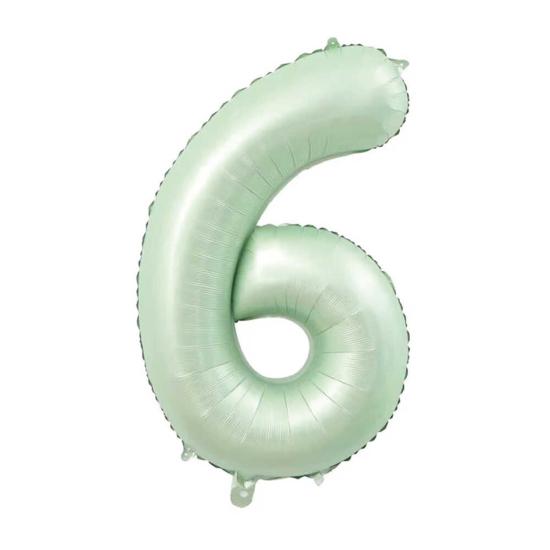 6 Rakam Su Yeşili Folyo Balon 80 cm