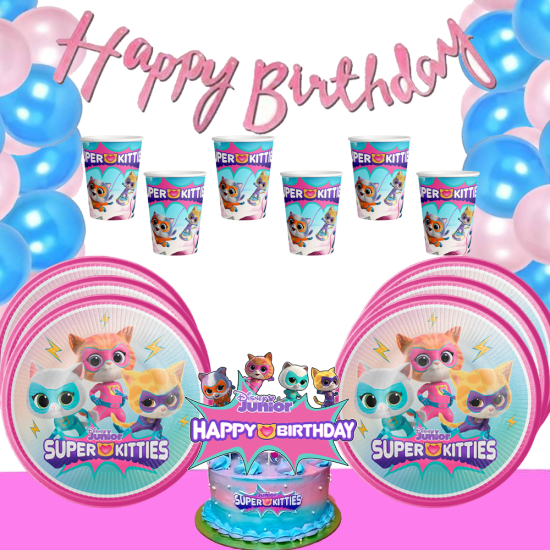 Super Kitties Konseptli 8 Kişilik Doğum günü Seti