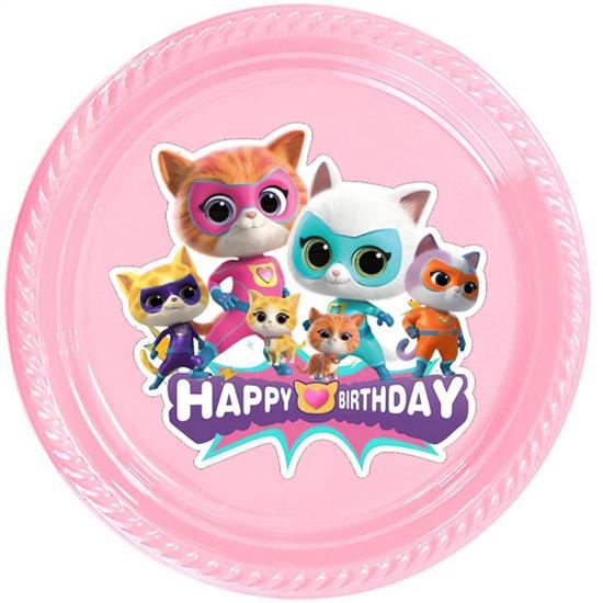 Super Kitties Konsepti Pembe Yıldız Folyo Balon