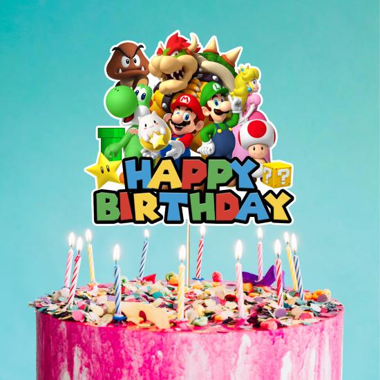 Super Mario Konsepti Happy Birthday Pasta Süsü