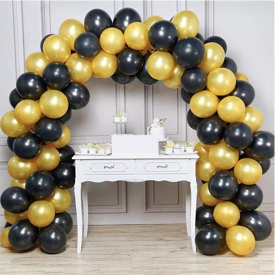 Siyah ve Gold Metalik Balonlu Zincir Balon Seti