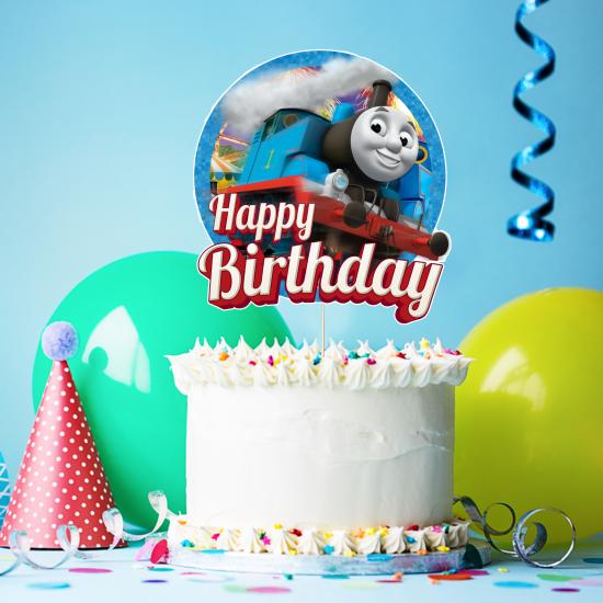 Tren Thomas Temalı Happy Birthday Pasta Süsü