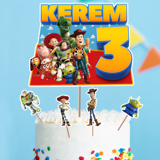 Kişiye Özel Toy Story Konseptli Pasta Süsü Seti