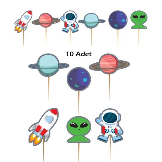 Uzay Konsepti Kozmik Kürdan Set - 10 Adet