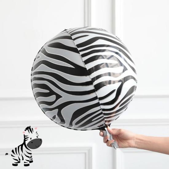 Zebra Desenli Küre Folyo Balon