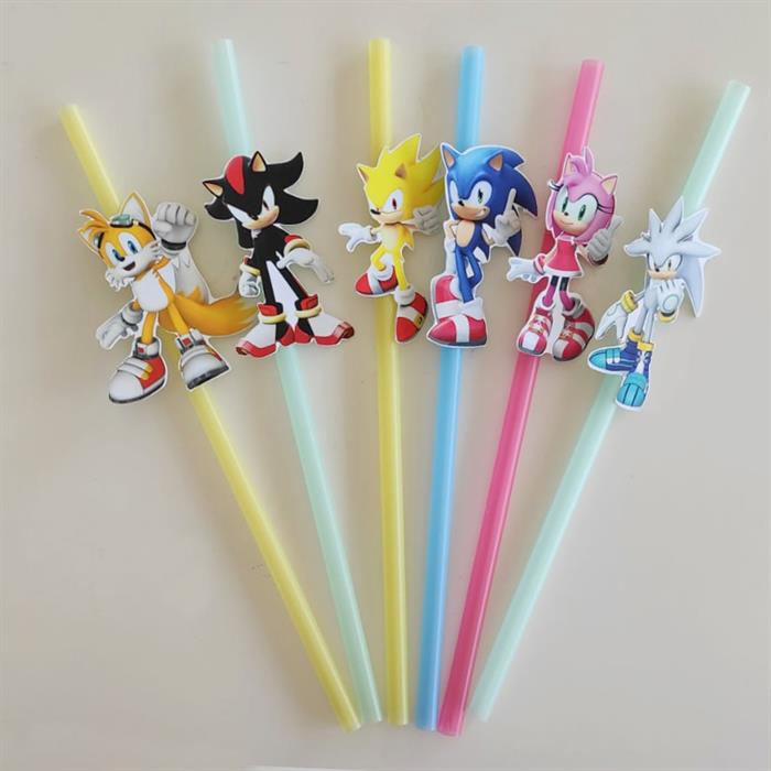 Sonic Temalı Pipet 6 Adet