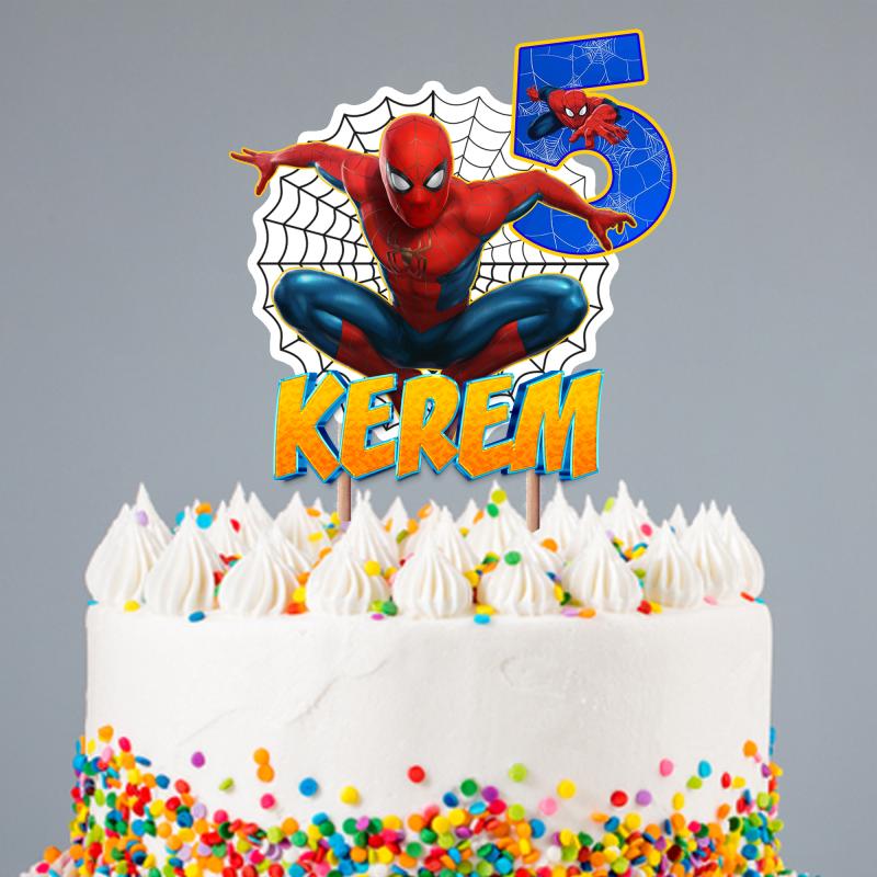 Kişiye Özel Spiderman Konseptli Pasta Süsü Seti