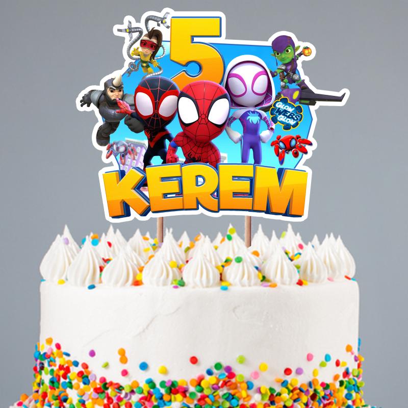 Kişiye Özel Spidey Konseptli Pasta Süsü Seti