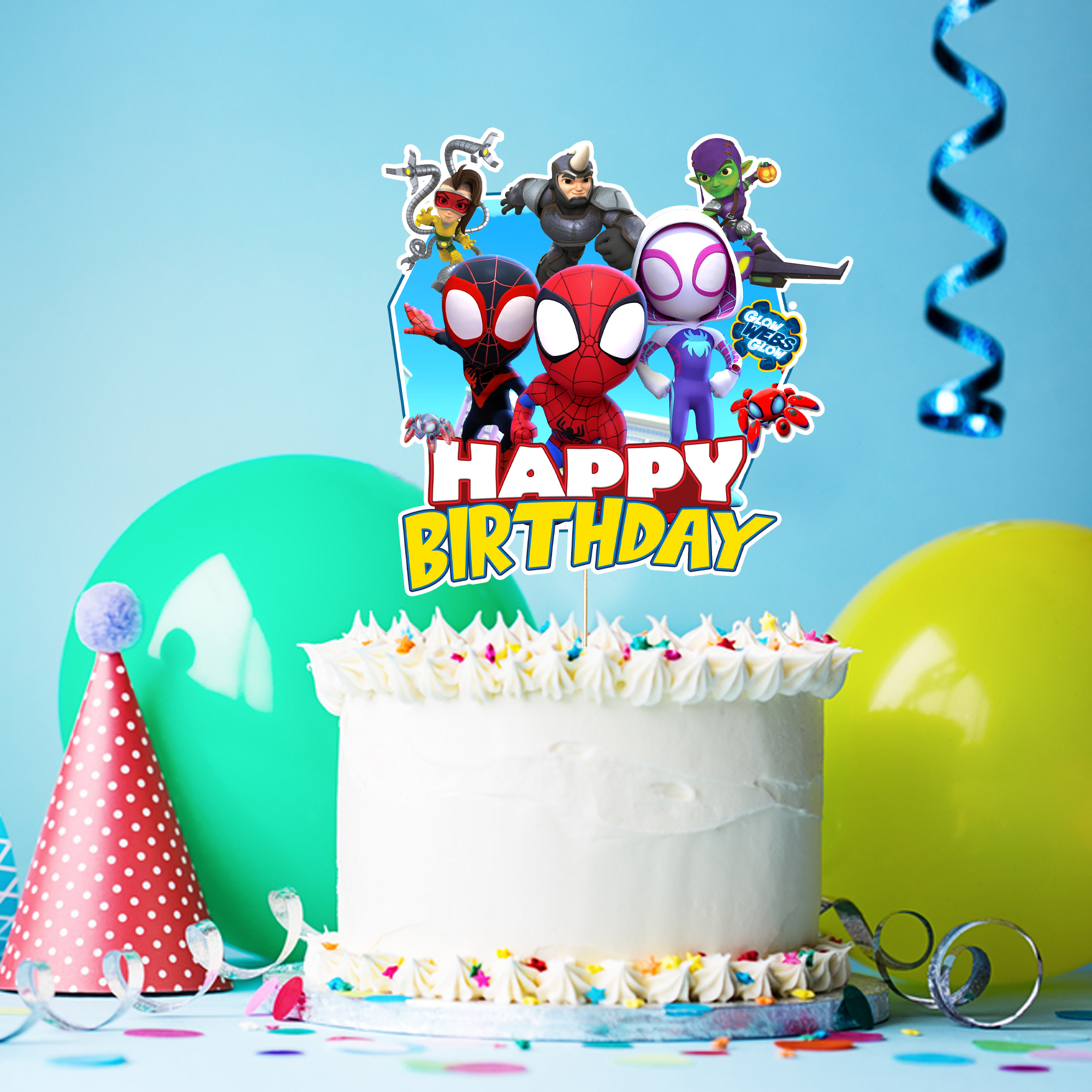 Spidey Temalı Happy Birthday Pasta Süsü