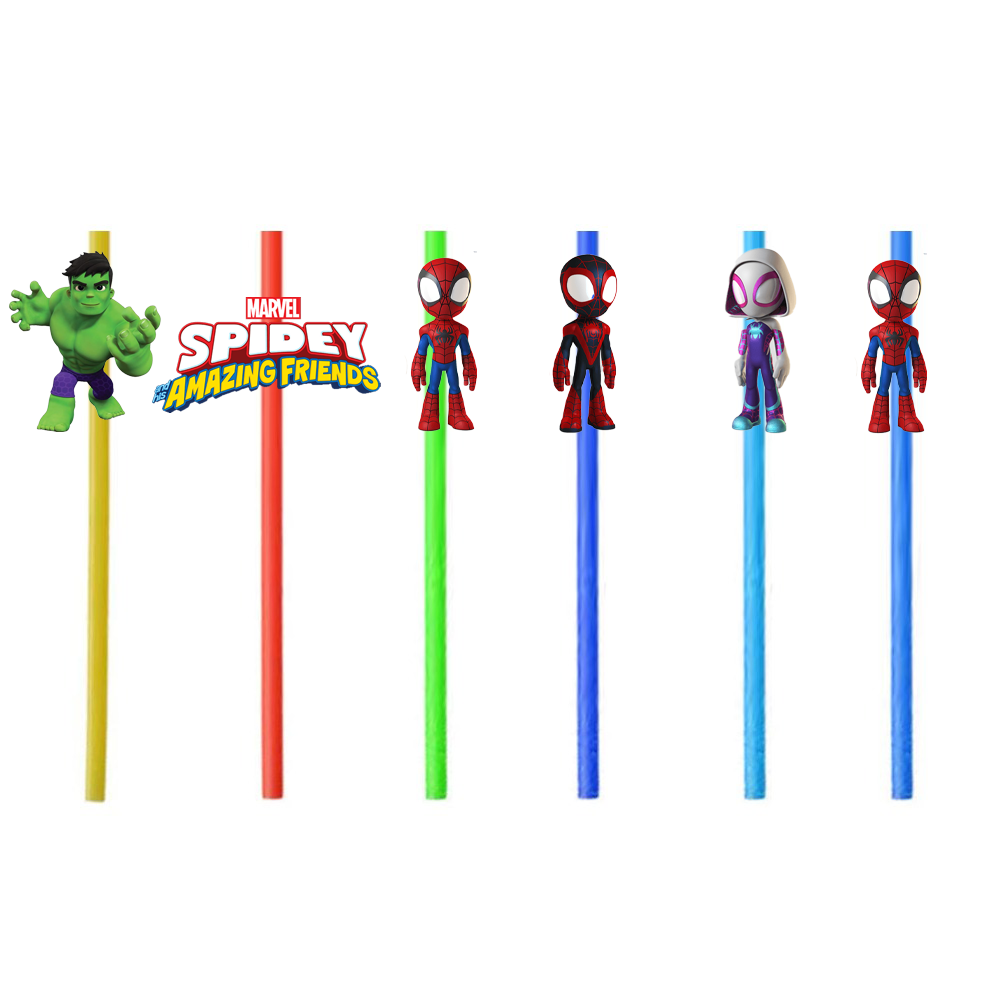 Spidey ve İnanılmaz Arkadaşları Konseptli Plastik Pipet