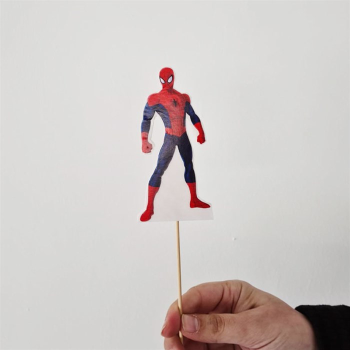 Spiderman Temalı Çubuklu Pasta Maket Süsü