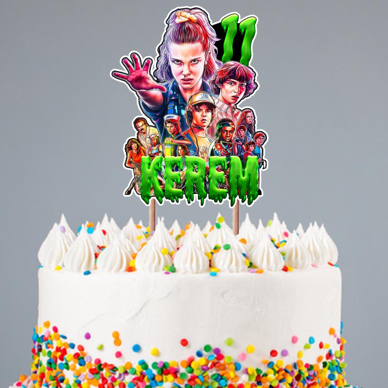 Kişiye Özel Stranger Things Konseptli Pasta Süsü Seti