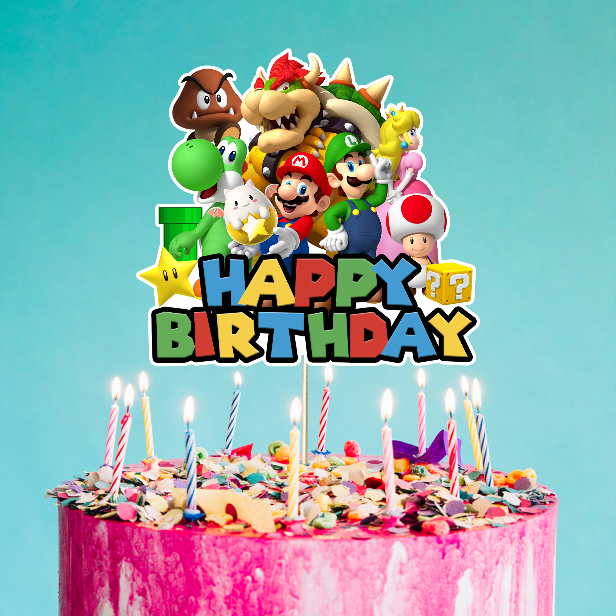 Super Mario Konsepti Happy Birthday Pasta Süsü