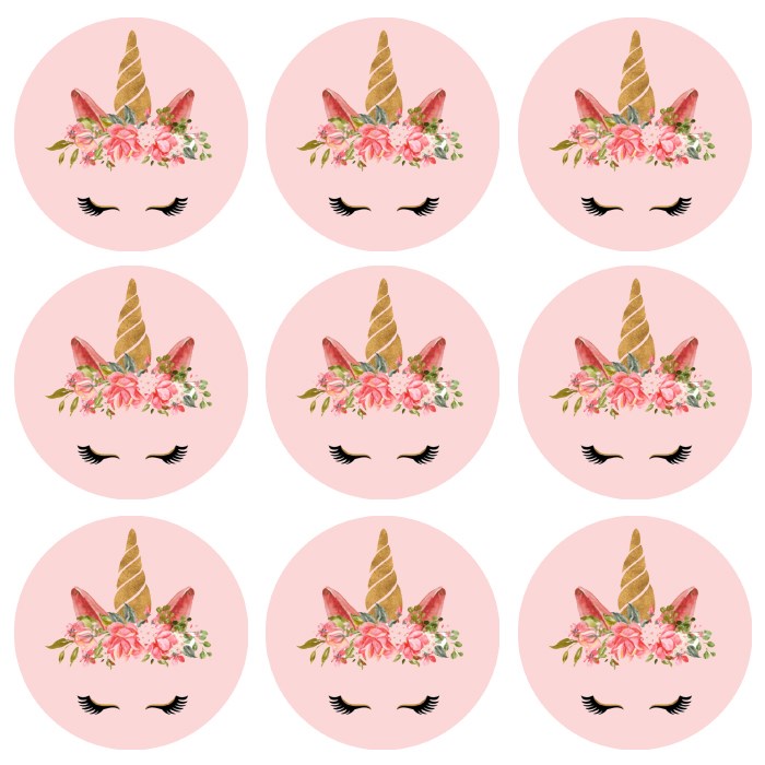 Unicorn Konseptli Sticker 10 Adet - 5 cm