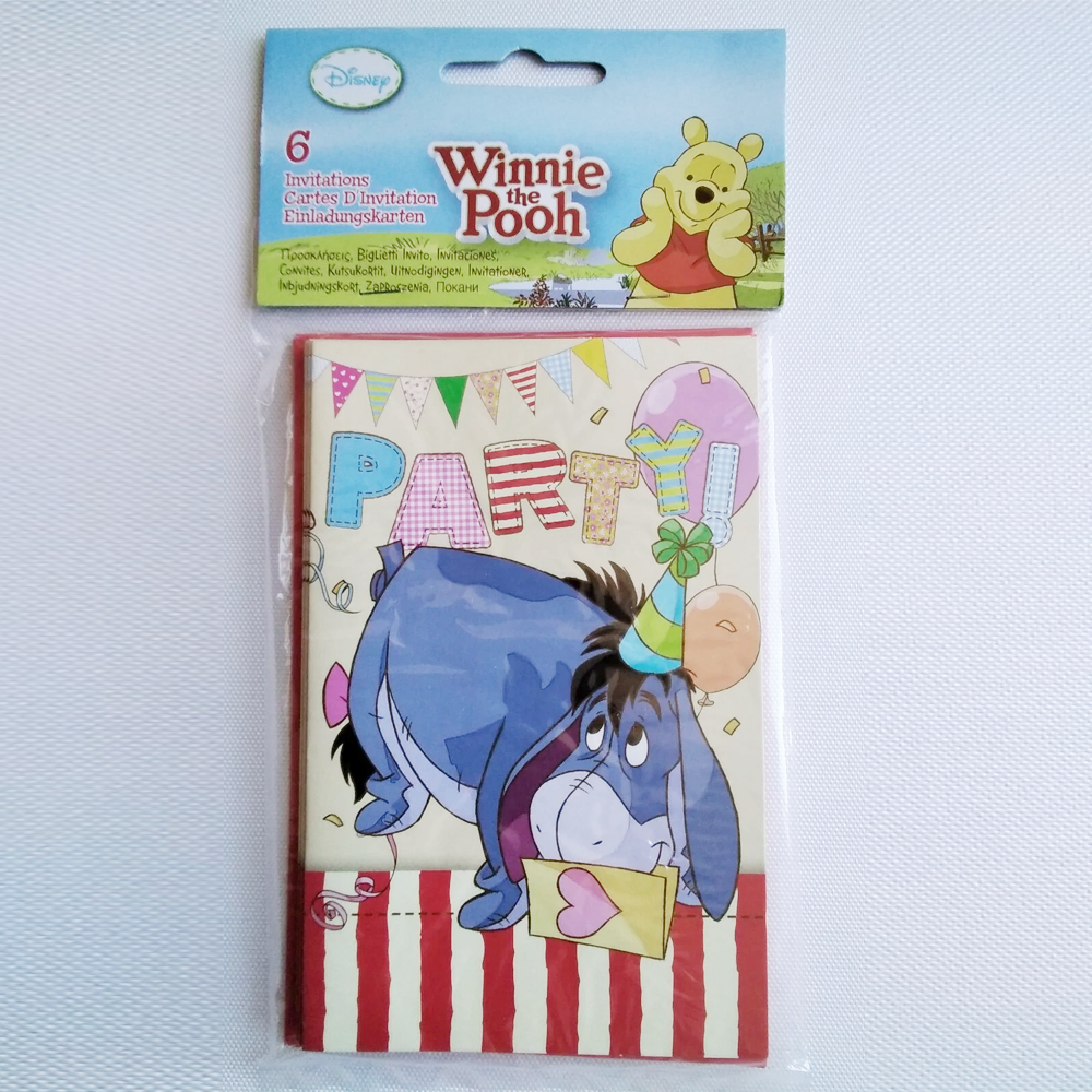 Winnie The Pooh Temalı Davetiye 6 Adet