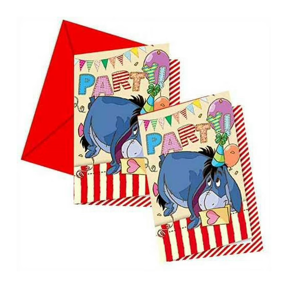 Winnie The Pooh Temalı Davetiye 6 Adet